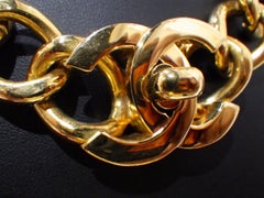 Chanel Gold Charm CC Thick Chain Link Evening Choker Necklace