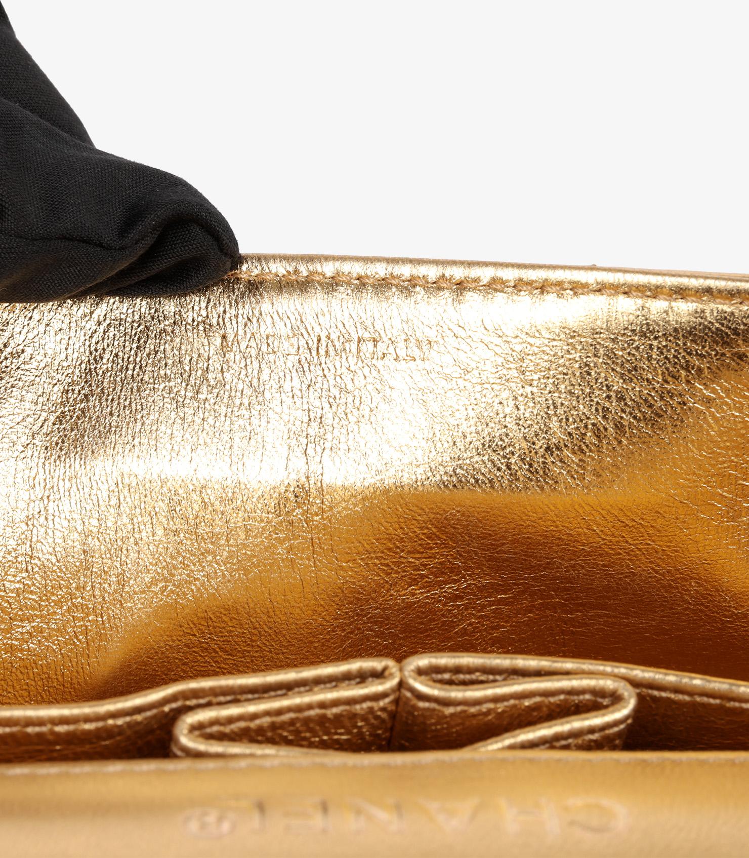 Chanel Gold Chocolate Bar Quilted Metallic Lambskin Leather East-West Flap Bag 4