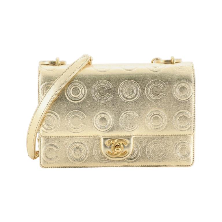 Chanel Gold Circle C Flap Bag Embossed Calfskin Small