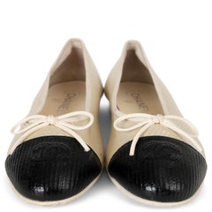 CHANEL gold coated canvas CLASSIC BALLET Flats Shoes 39 fit 38.5