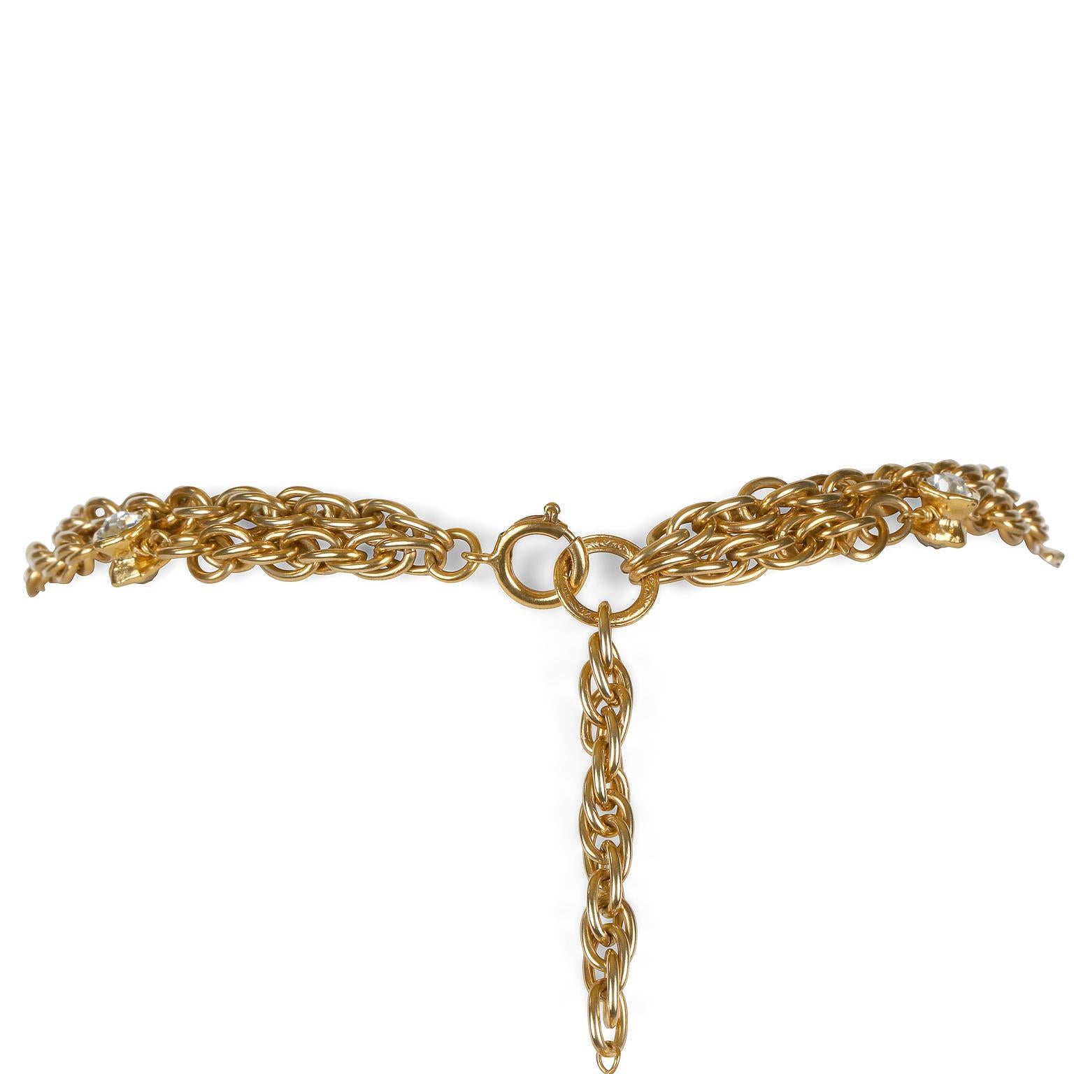 Chanel Gold Coin and Rock Crystal Necklace Belt 3