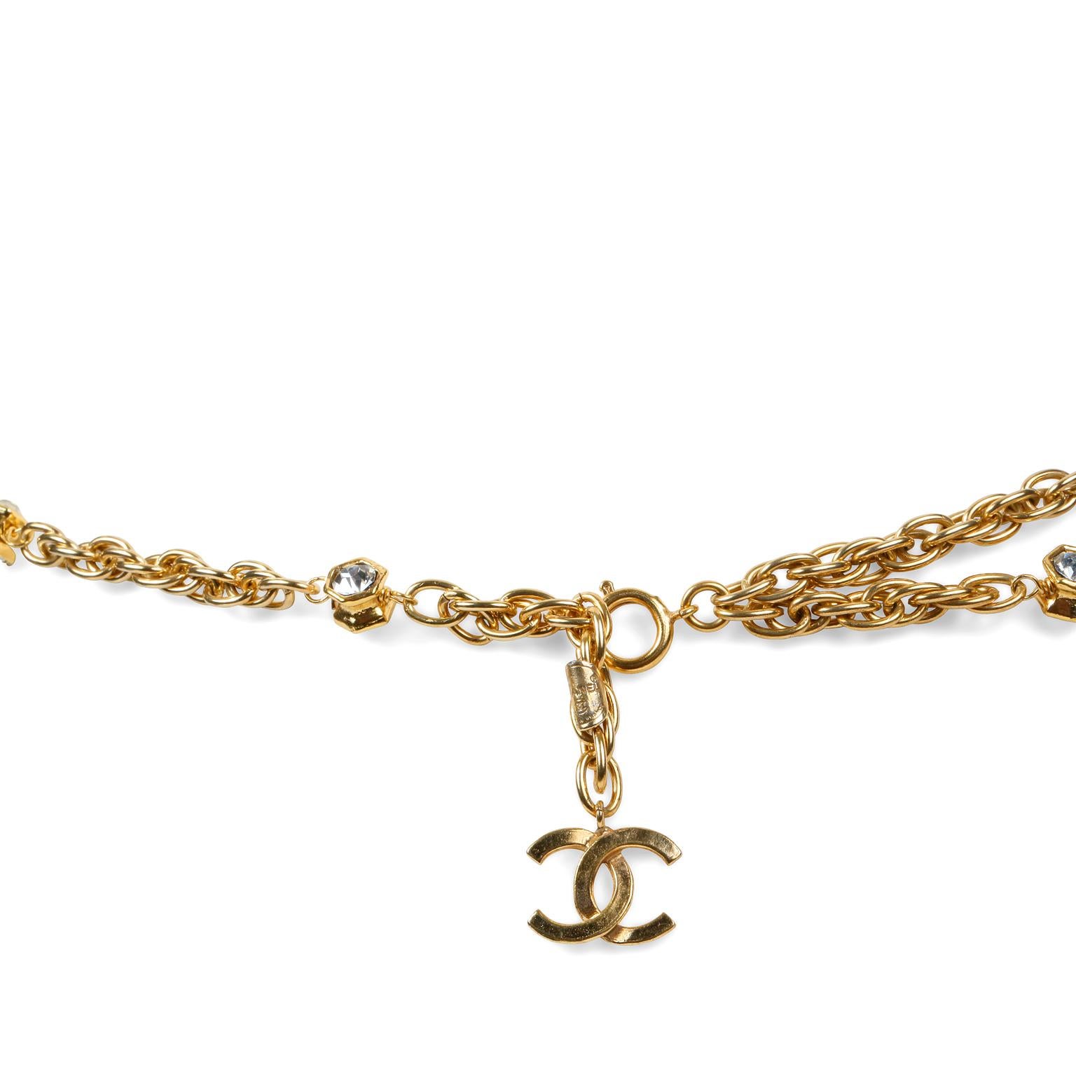 Chanel Gold Coin and Rock Crystal Necklace Belt 1