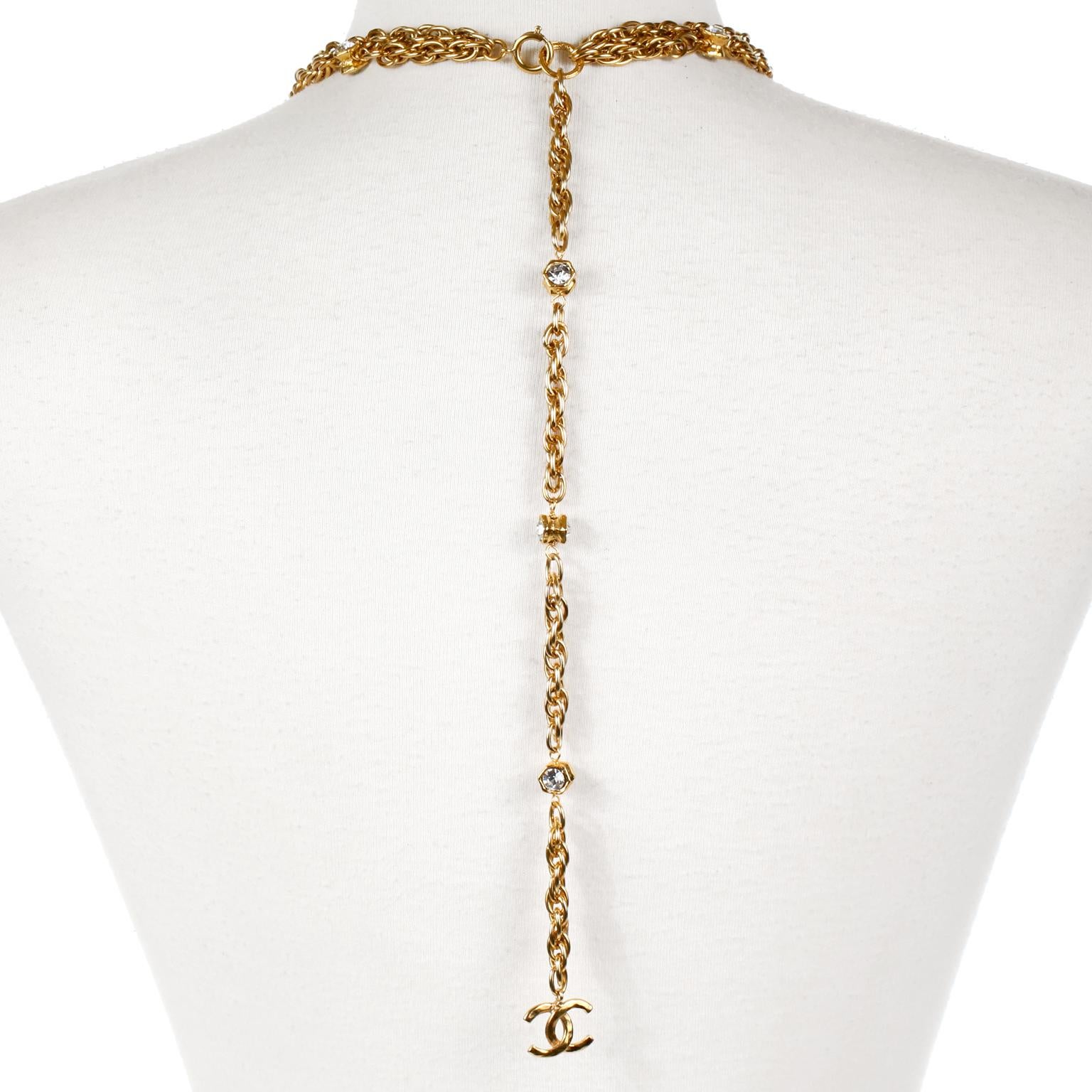 Chanel Gold Coin and Rock Crystal Necklace Belt 2
