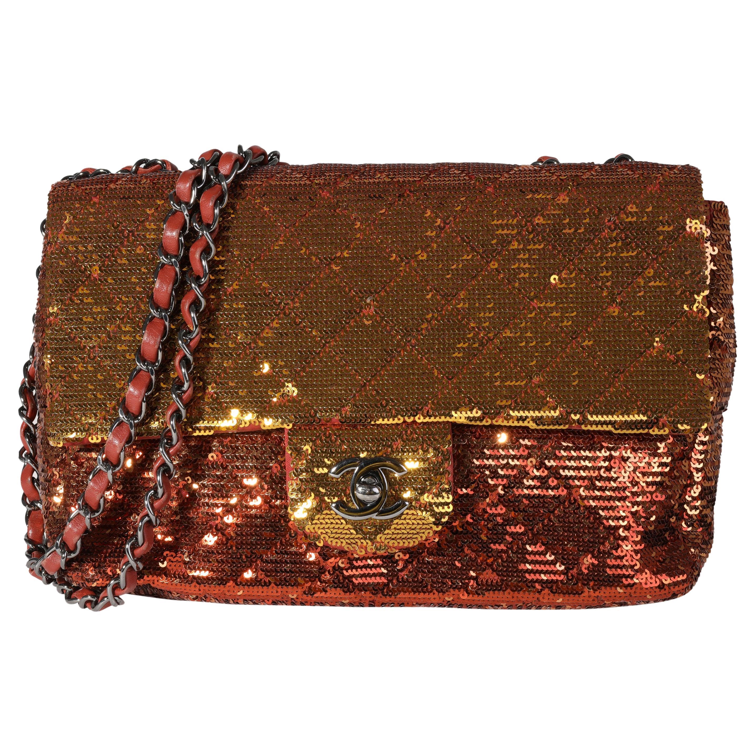 Chanel Gold & Copper Ombré Sequin Medium Single Flap Bag