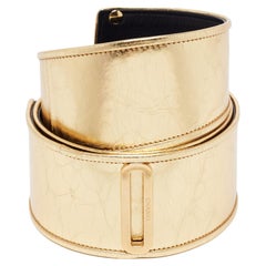 Chanel Gold Crinkled Leather Waist Belt 90CM