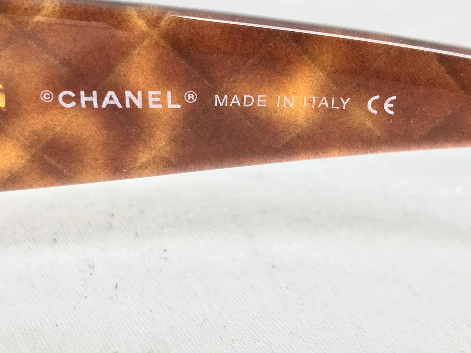 Women's or Men's Chanel Gold Crossover and Tortoise Shell Sunglasses with Case