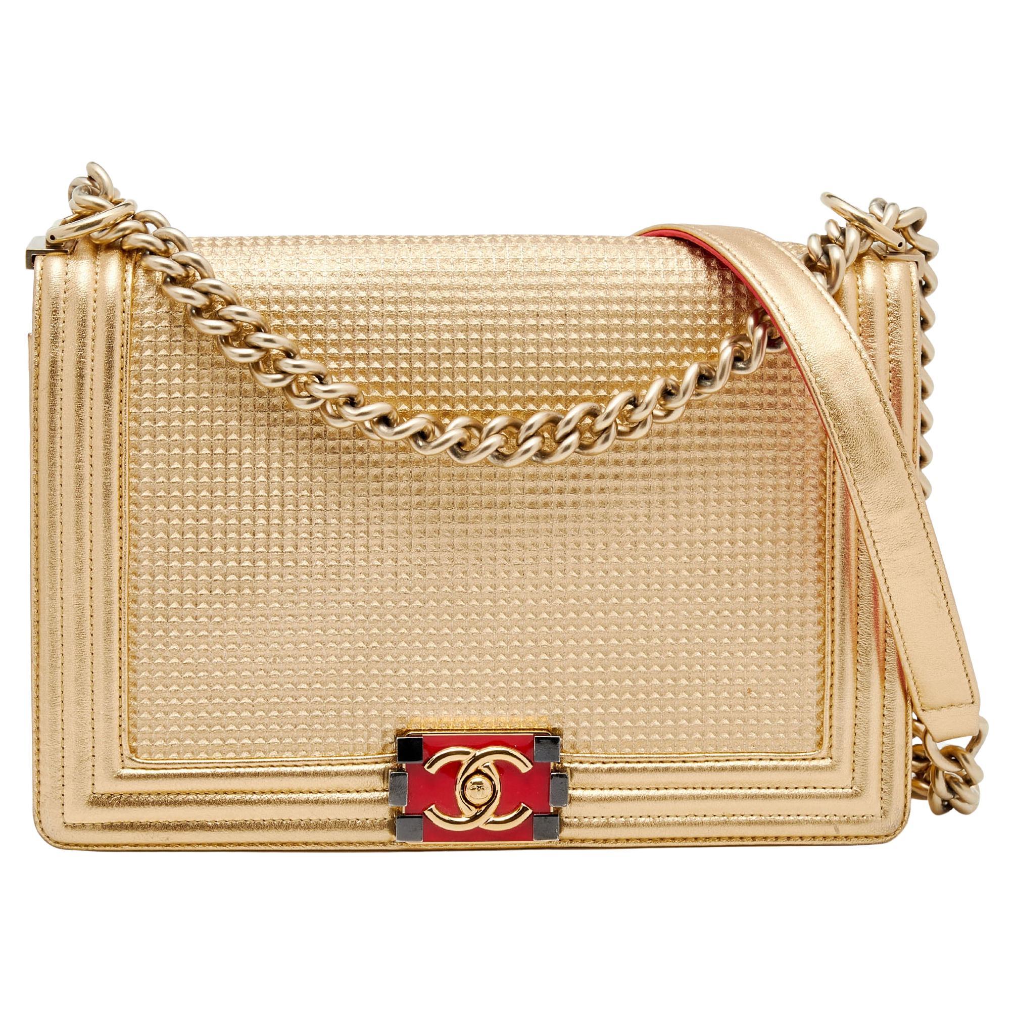 Gold Metallic Quilted Crossbody Bag main image 1