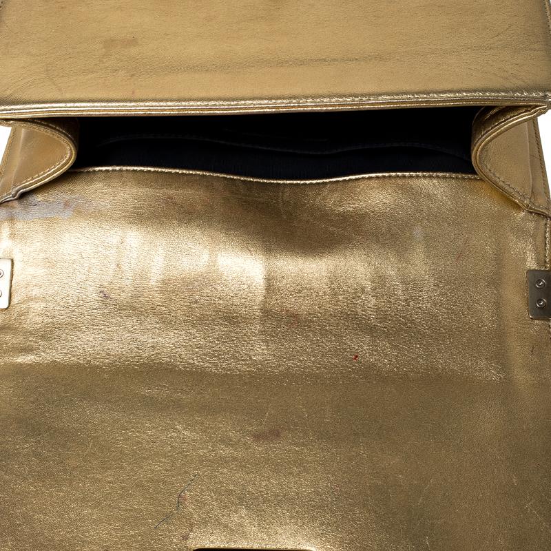 Chanel Gold Cube Embossed Leather Medium Boy Flap Bag 3
