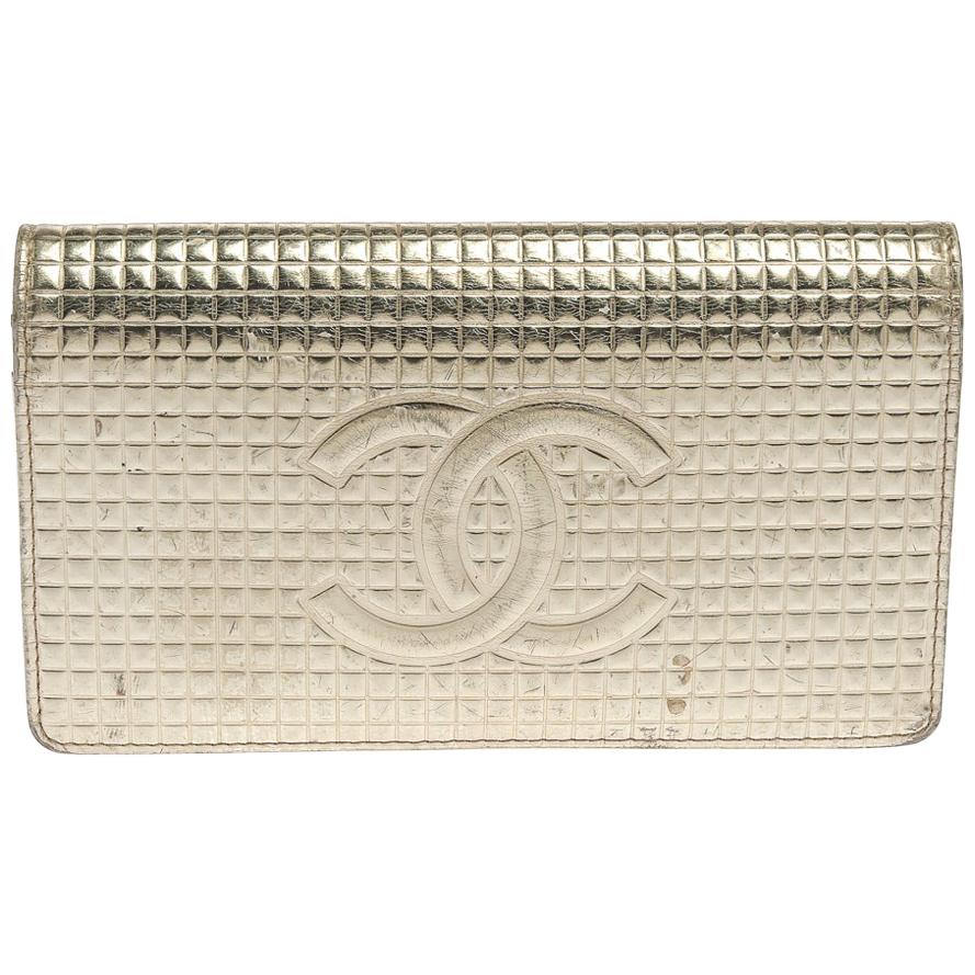 Chanel Gold Cubes Quilted Leather CC Flap Continental Wallet
