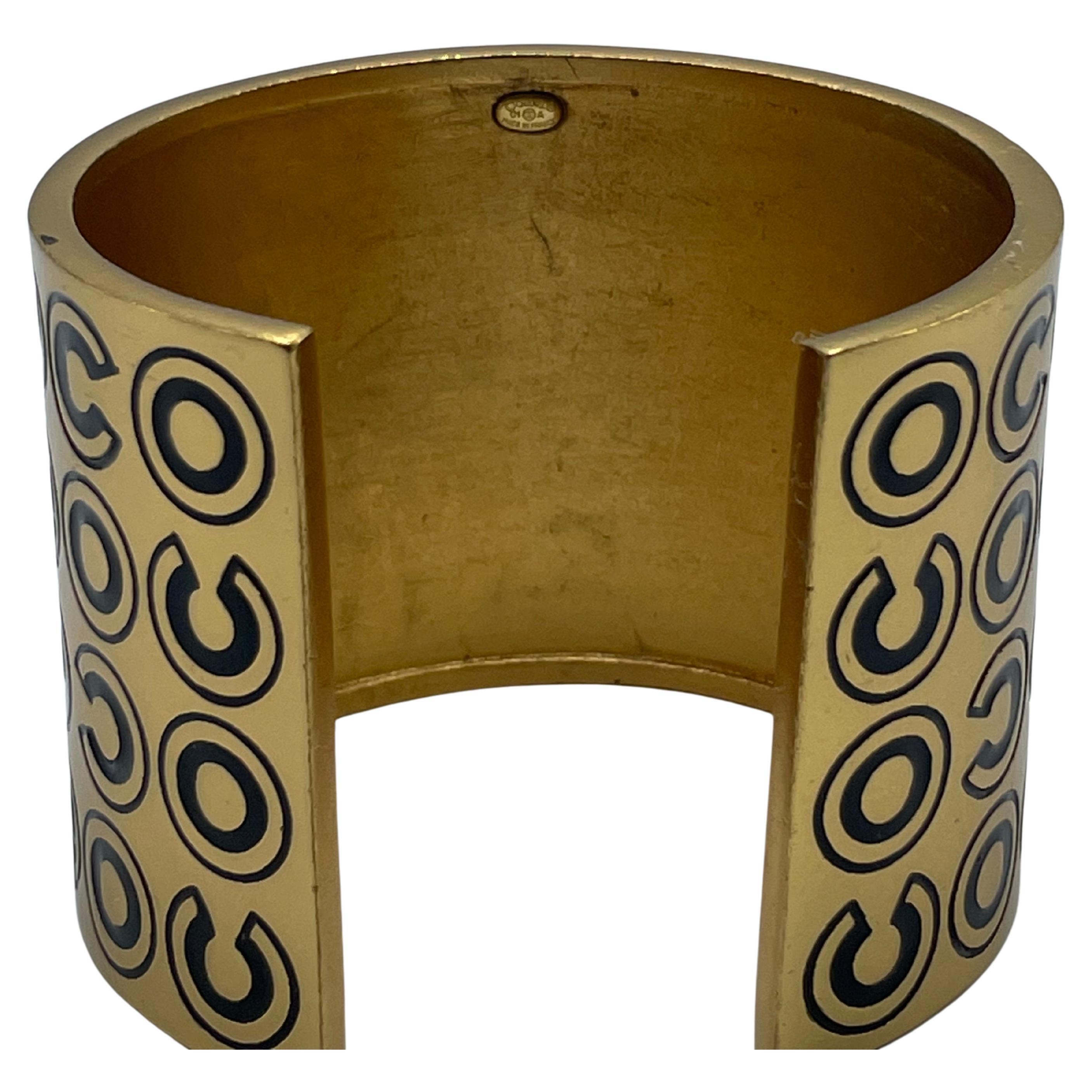 Women's or Men's Chanel Gold Cuff COCO Bracelet  For Sale