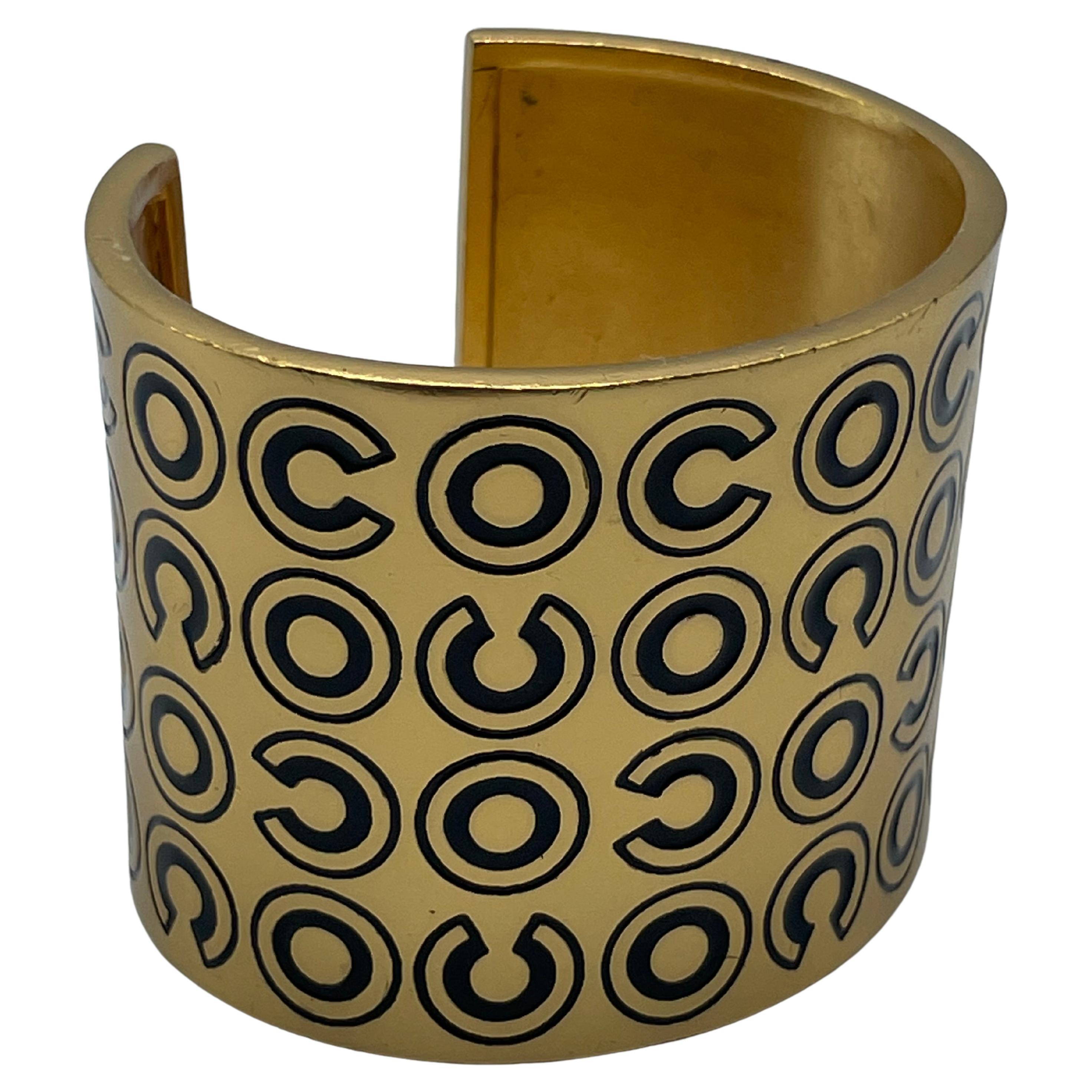 Chanel Gold Metal Micro Pearl Bag Cuff Bracelet