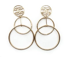 Chanel - Boucles d'oreilles percées en or avec 2 anneaux de taille importante
