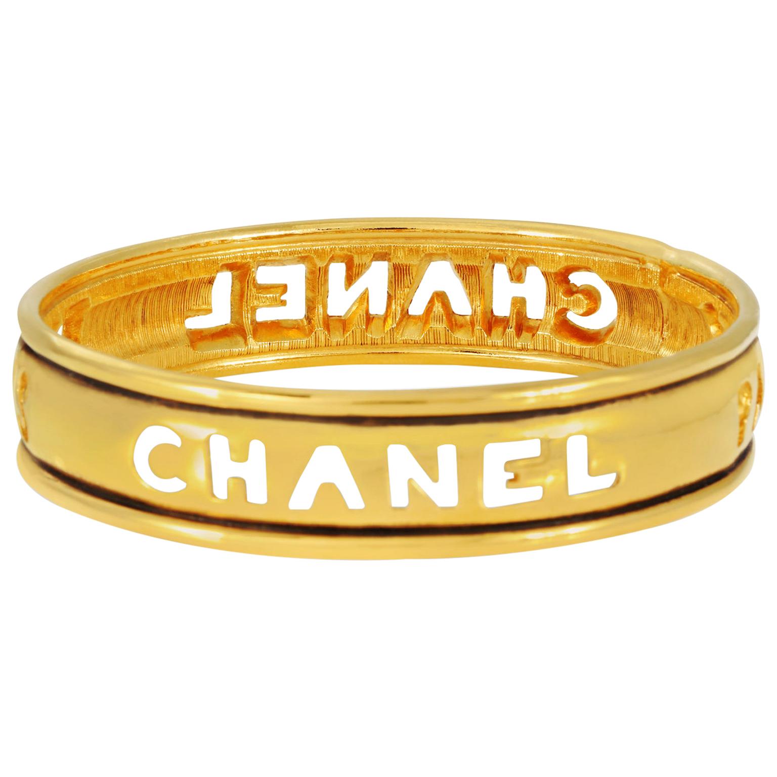 Chanel Gold Cutout CHANEL PARIS Vintage Bangle Bracelet