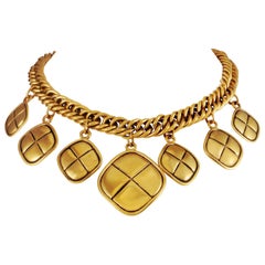 Chanel Vintage Choker in Gold mit Diamant-Charm