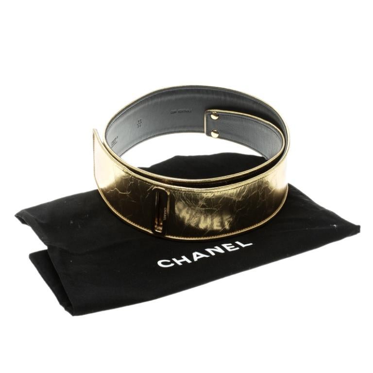 Chanel Gold Distressed Leather Waist Belt 90cm 2