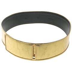 Chanel Gold Distressed Leather Waist Belt 90cm