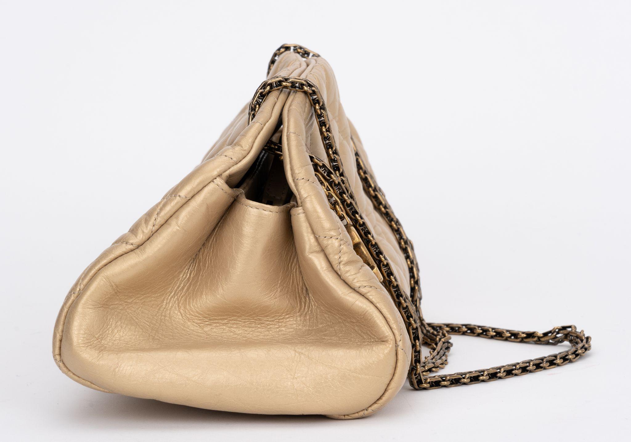 Chanel Gold Distressed Mademoiselle Bag In Excellent Condition For Sale In West Hollywood, CA