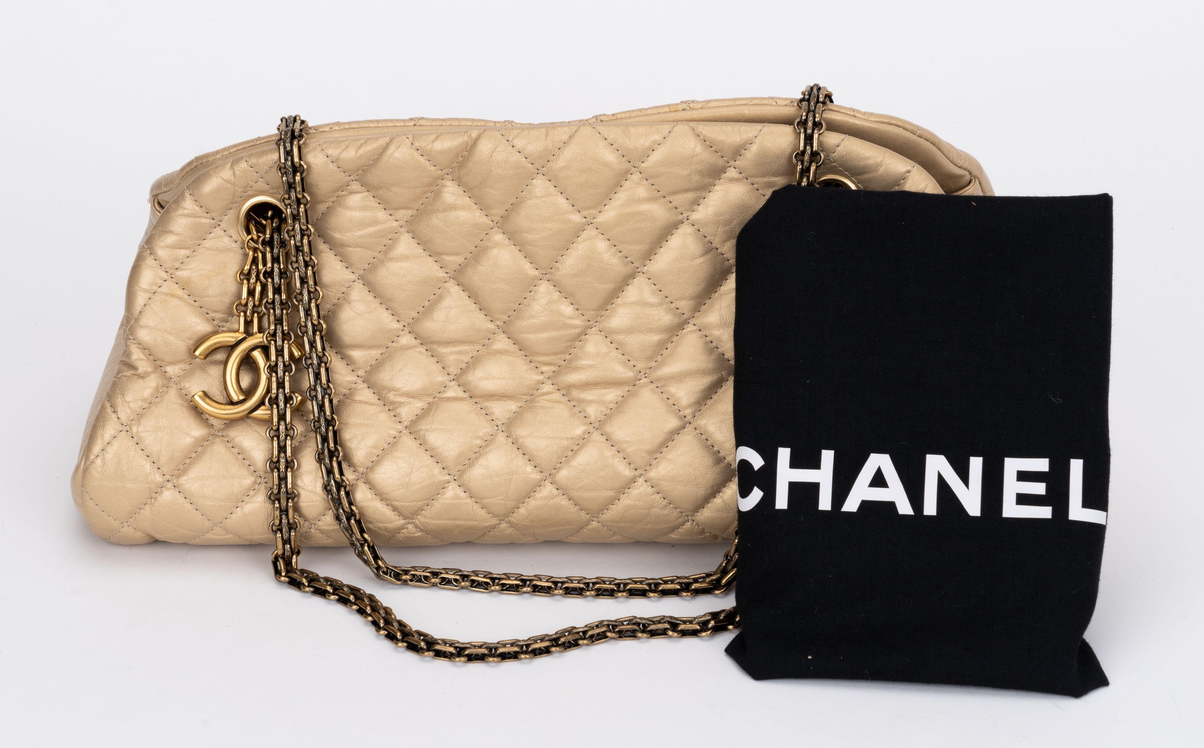 Chanel Gold Distressed Mademoiselle Bag For Sale 4
