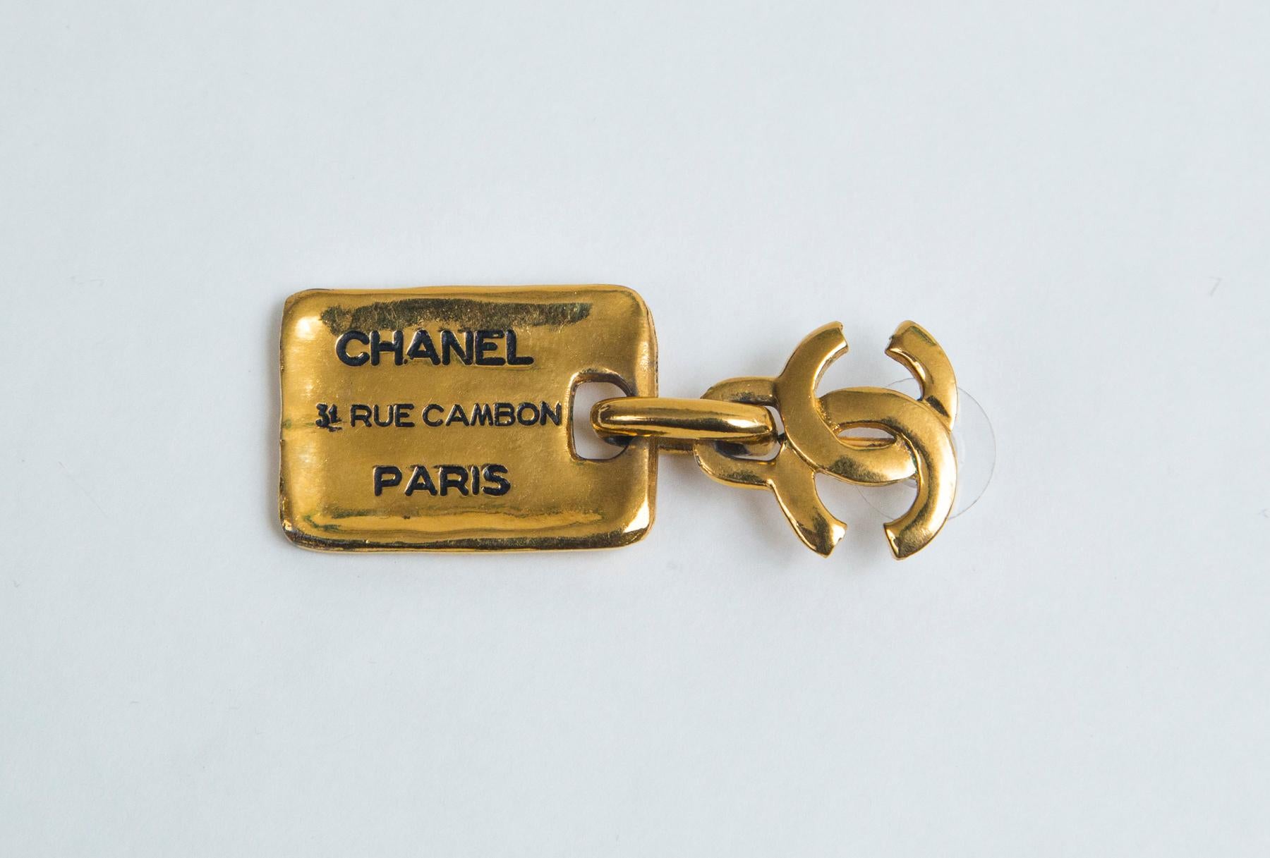 chanel dog tag earrings