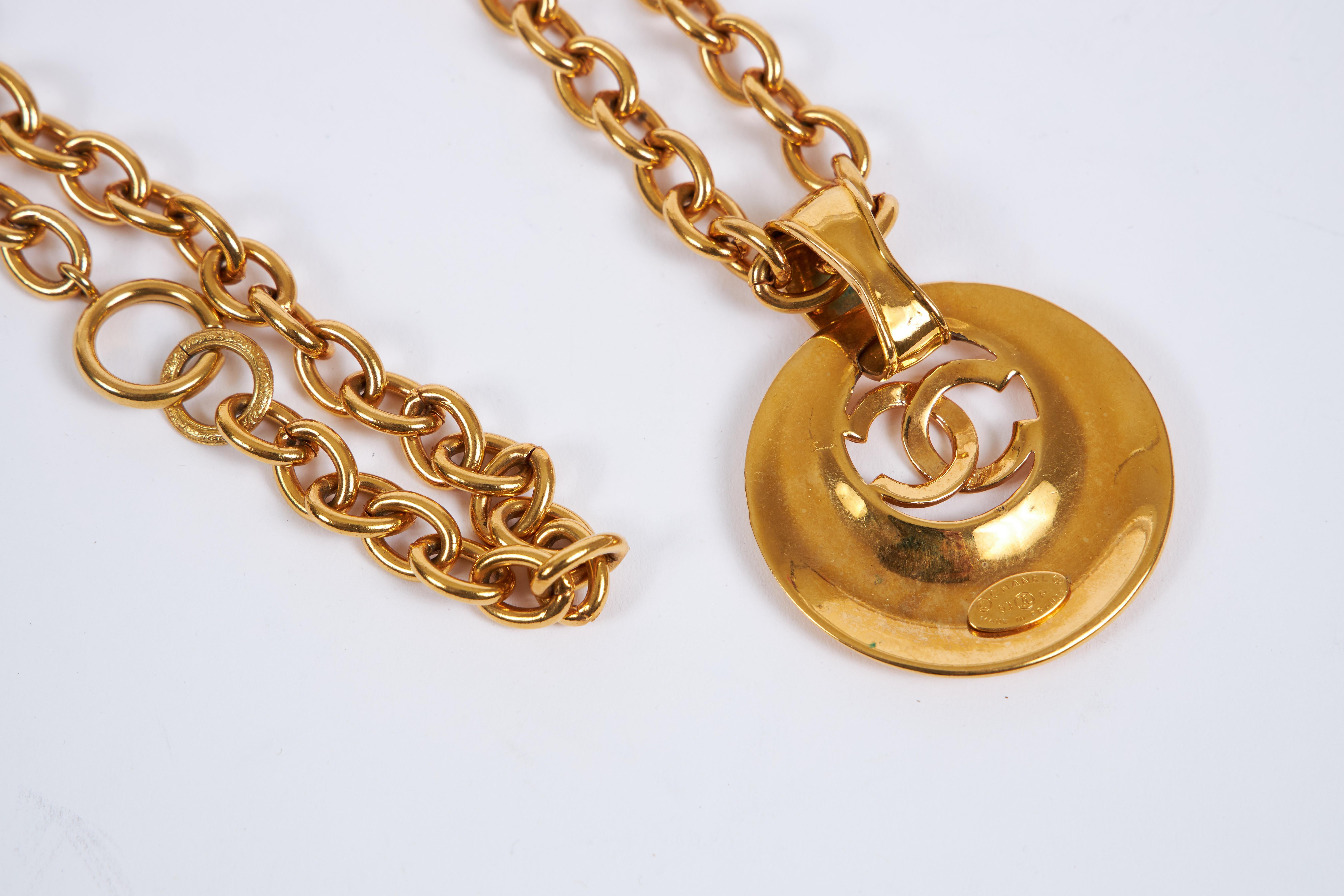 Women's Chanel Gold Door Knocker Pendant Necklace