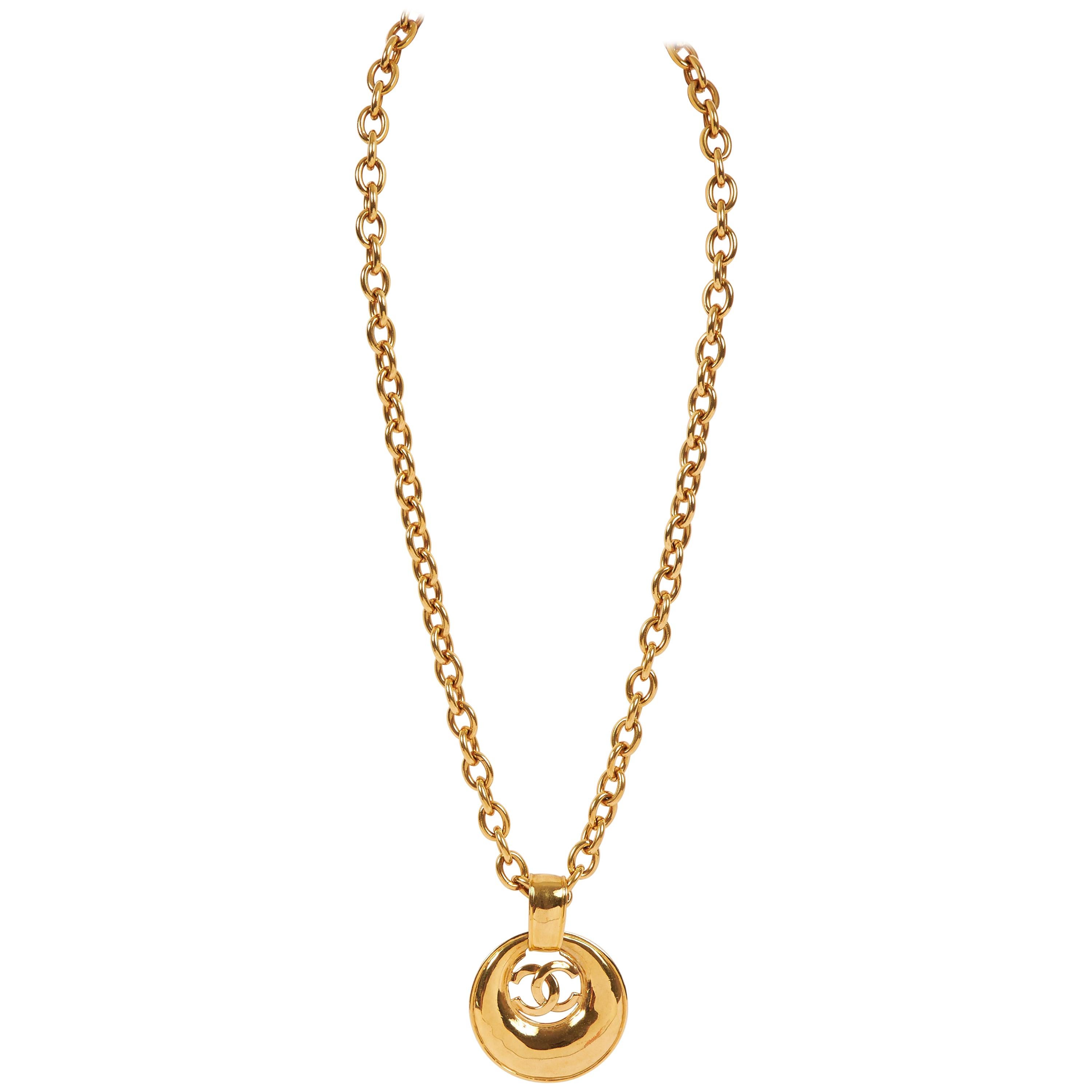 Chanel Gold Door Knocker Pendant Necklace