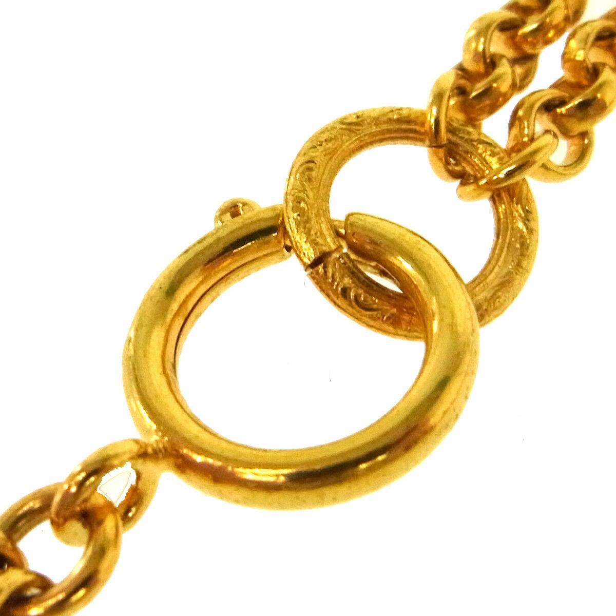 Chanel Gold Double Heart Charm Logo Evening Drop Link Chain Necklace 1