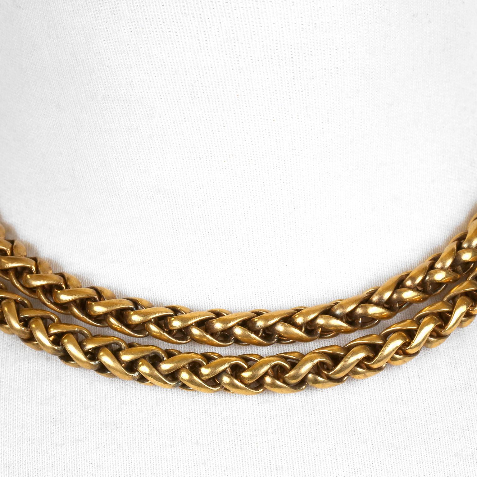 Chanel Gold Double Strand Choker In Good Condition For Sale In Palm Beach, FL