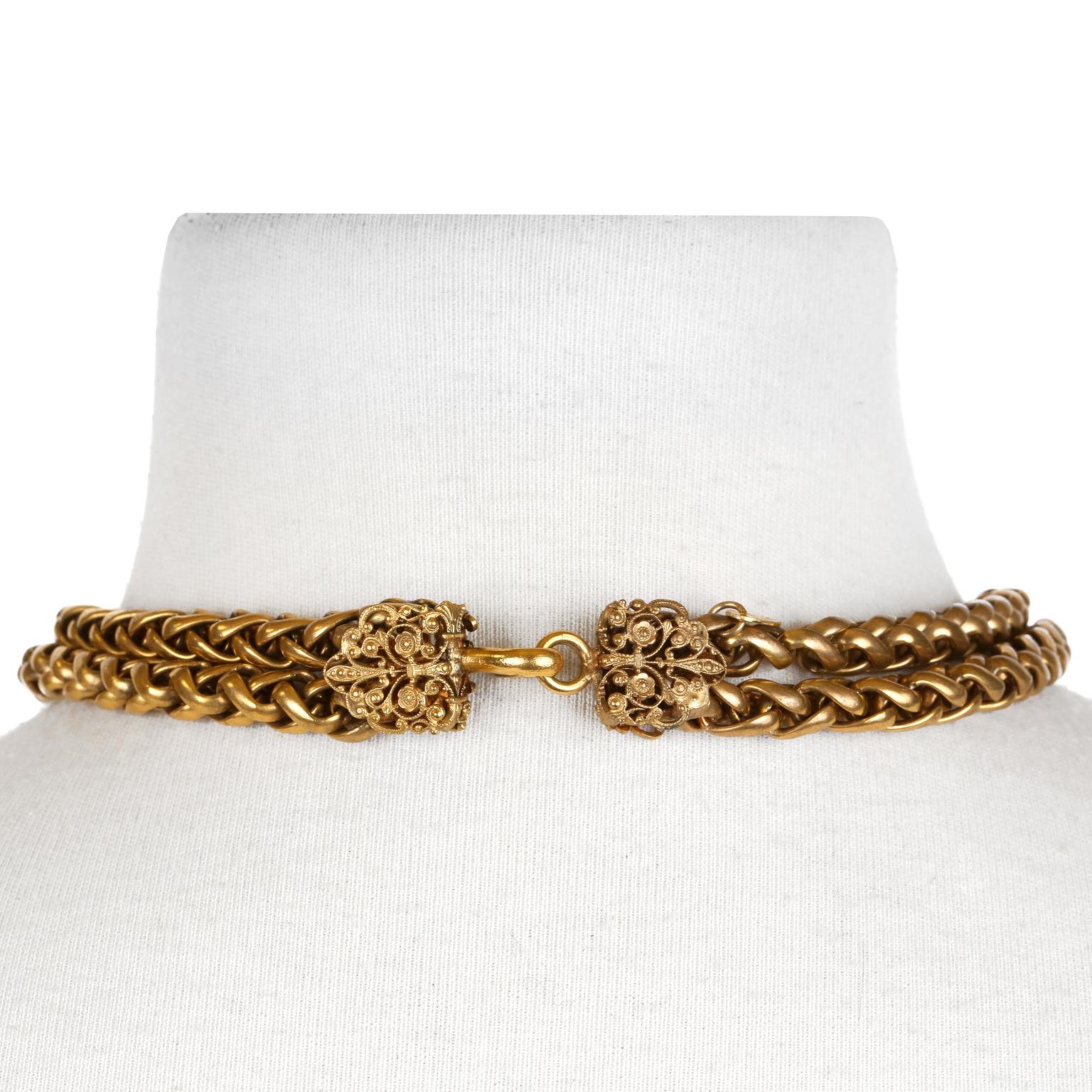 Women's Chanel Gold Double Strand Choker For Sale