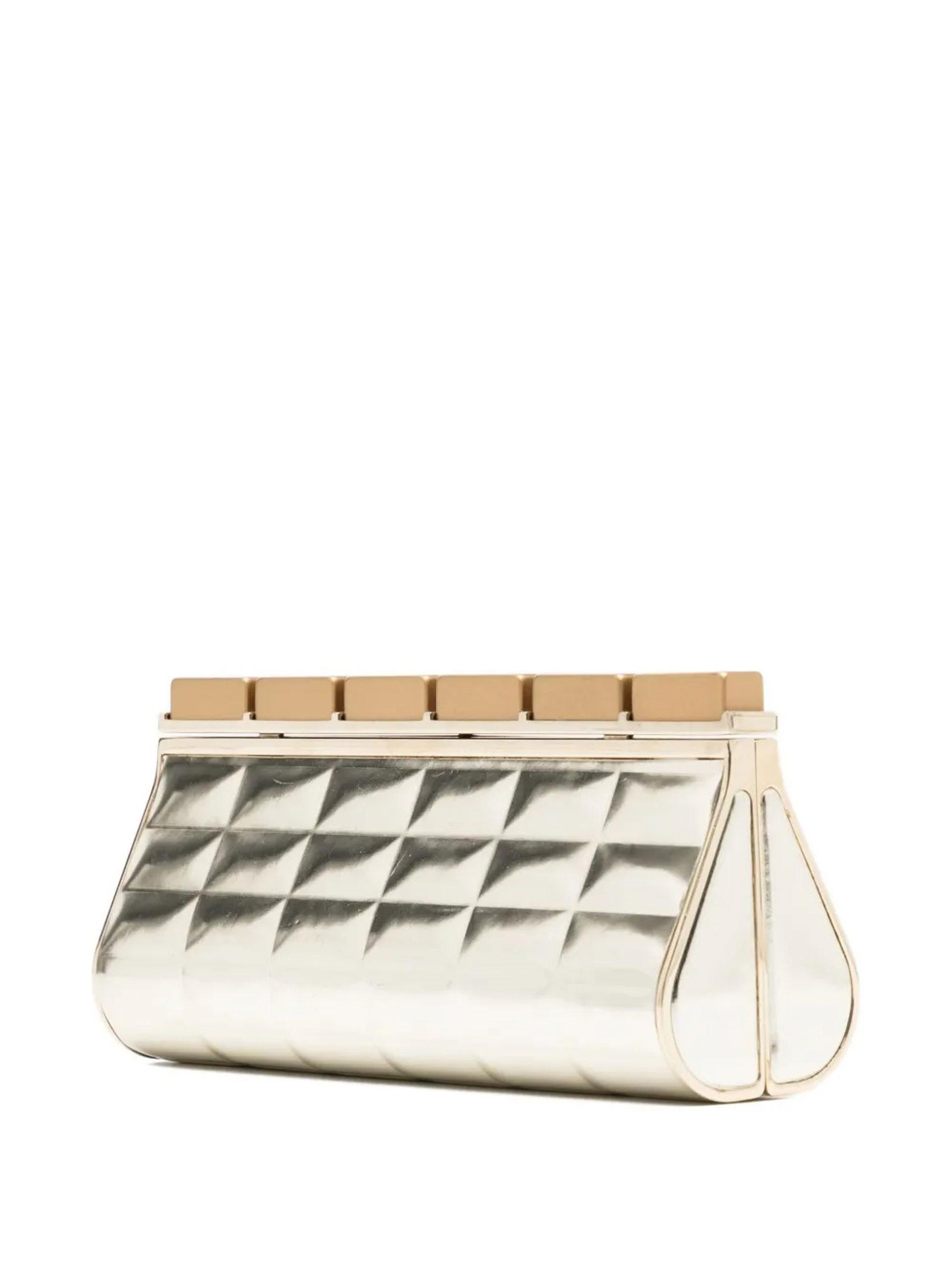 Beige Chanel Gold Enamel Keyboard Red Carpet Clutch For Sale