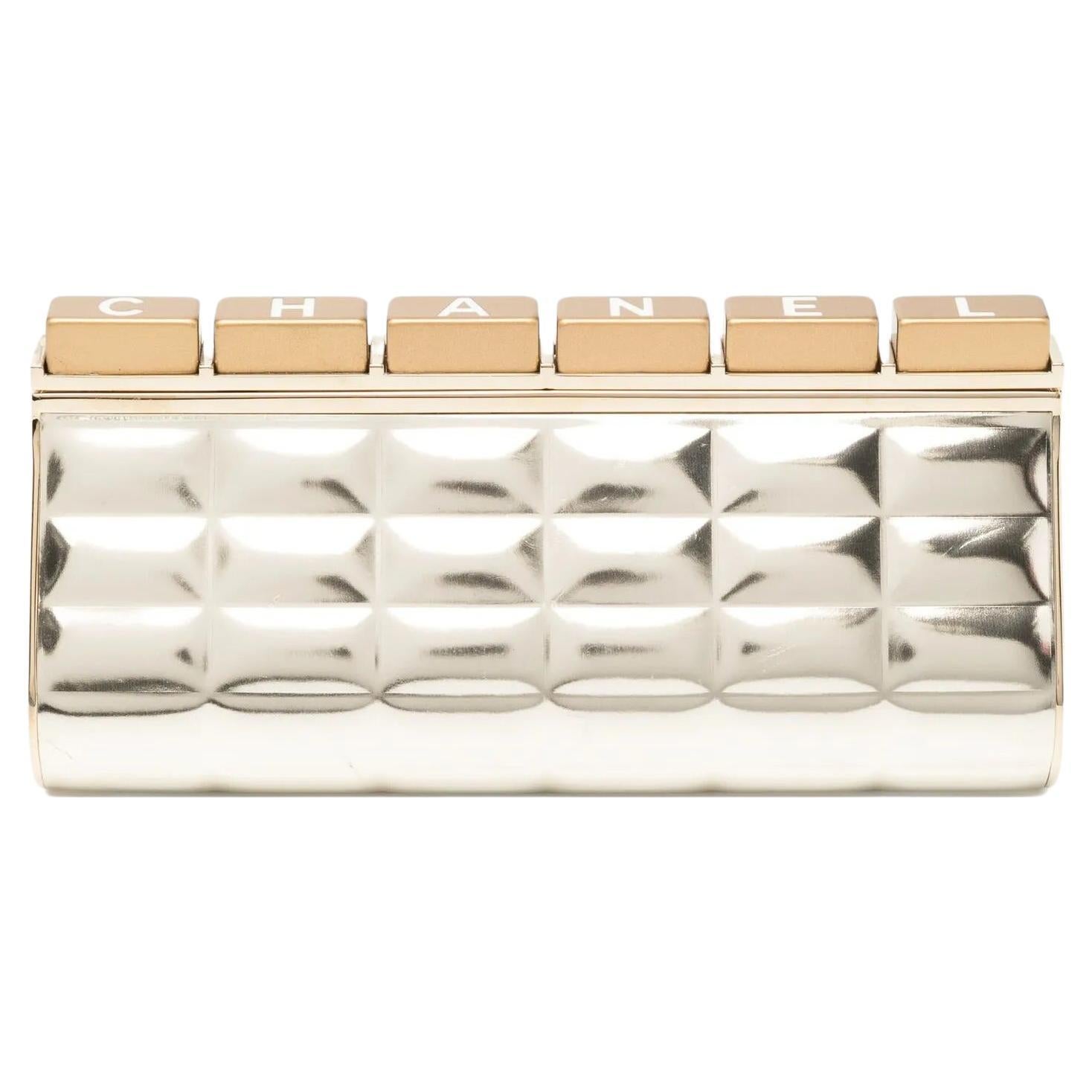 Chanel Gold Enamel Keyboard Red Carpet Clutch For Sale