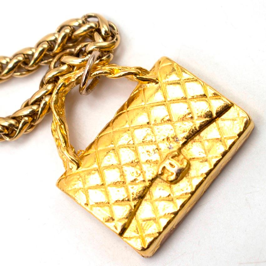 Chanel Gold Flap Bag Necklace In New Condition In London, GB