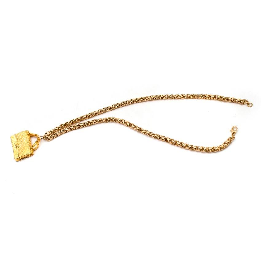 Chanel Gold Flap Bag Necklace 1