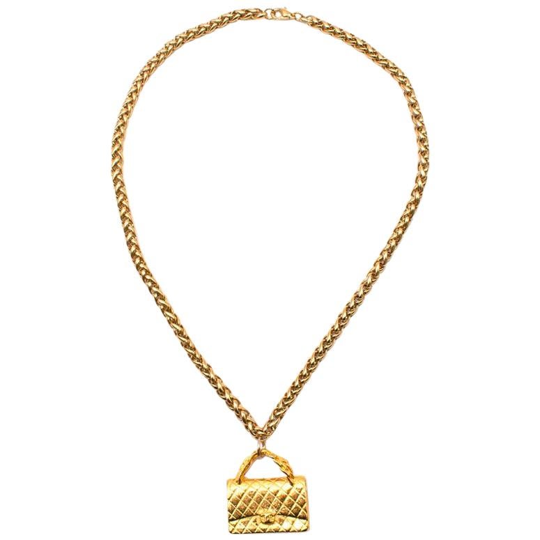 Chanel Gold Flap Bag Necklace