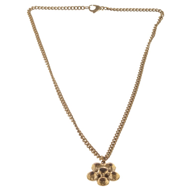 Chanel Gold Flower Necklace For Sale at 1stDibs