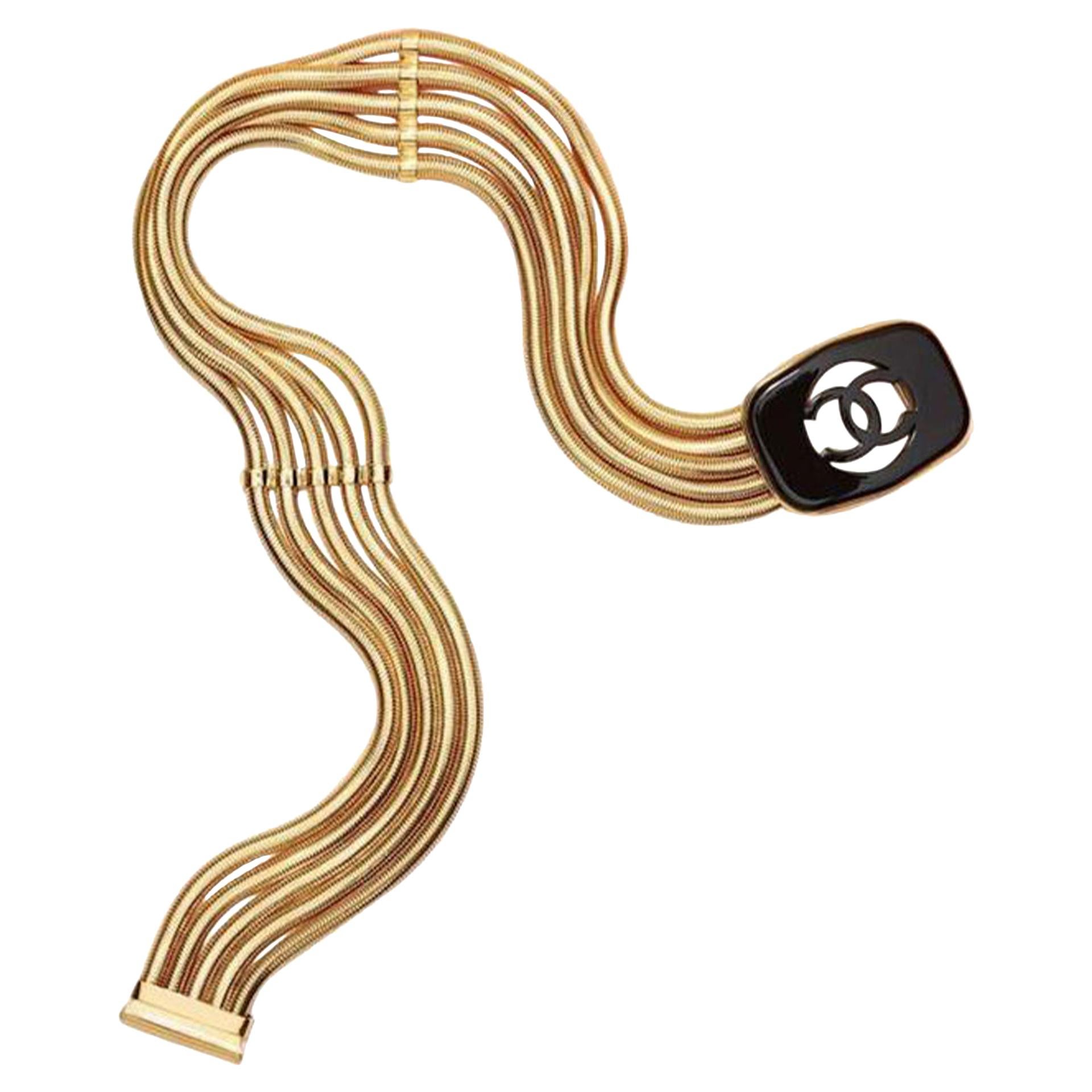 Chanel Gold Gold-mesh Multi Strand Chain Tortoise Cc Logo Spring 1997 Belt For Sale