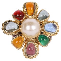 Chanel Gold Gripoix Faux Pearl Ring 6