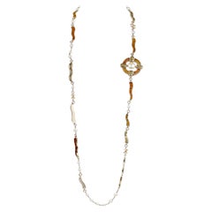 Chanel Gold Gripoix with Pearl Sautoir Runway Necklace