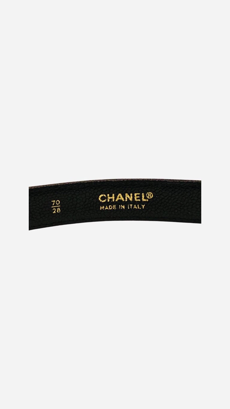 Women's or Men's Chanel Gold Hardware CC Logo Caviar Belt For Sale