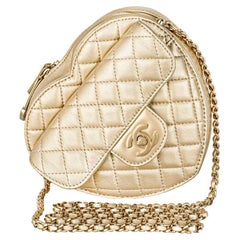 Chanel Heart Bag, Large, White Lambskin Leather, Gold Hardware, New in Box  WA001