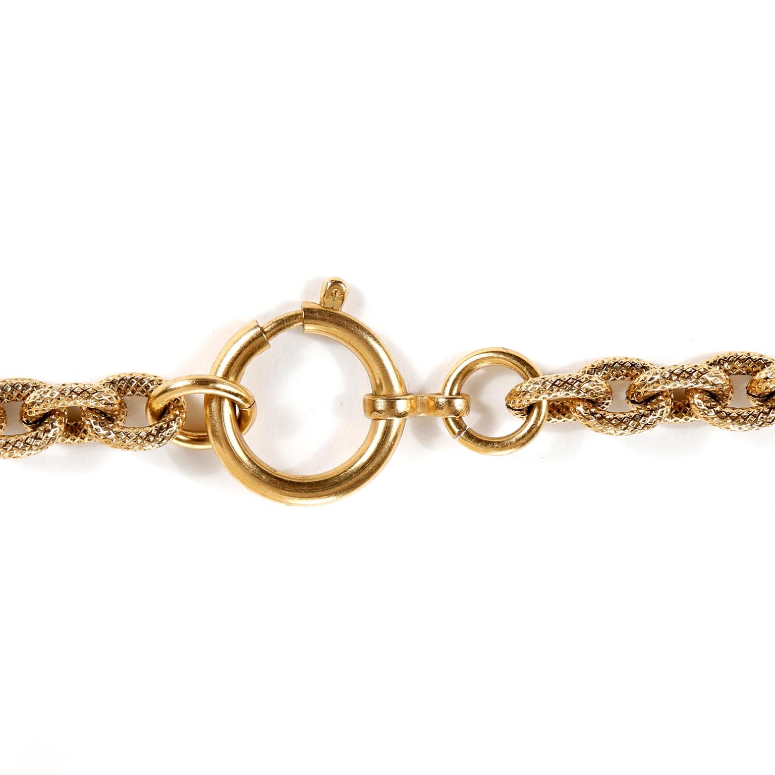 Women's or Men's Chanel Gold Horse and Rider Medallion Necklace