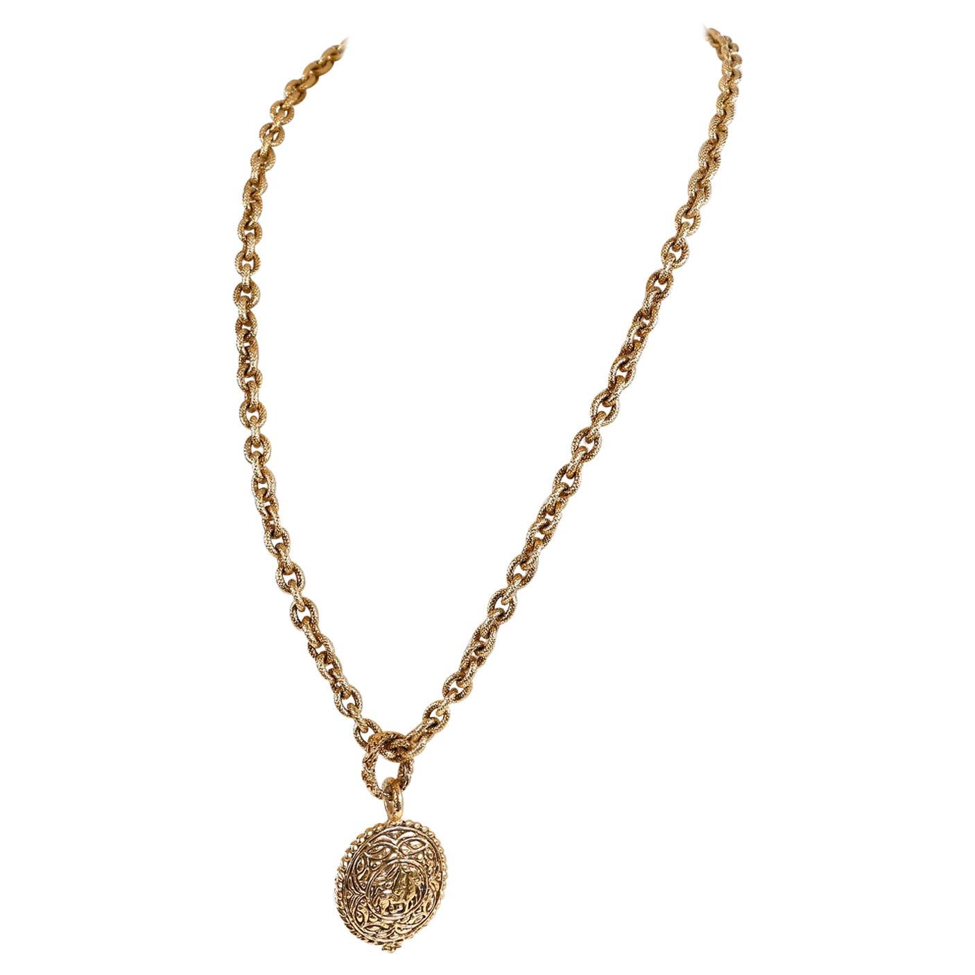 Chanel Gold Horse and Rider Medallion Necklace