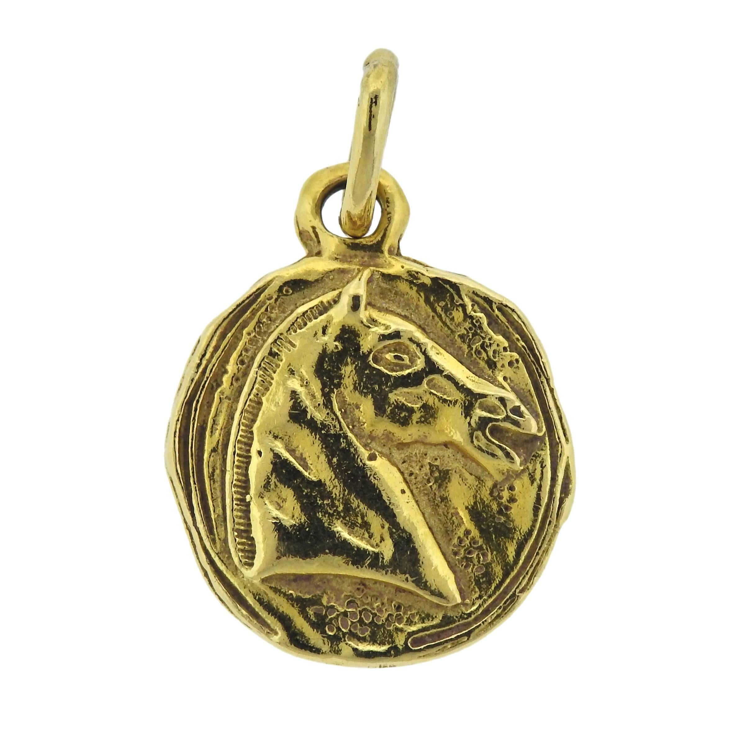 Chanel Gold Horse Medallion Pendant