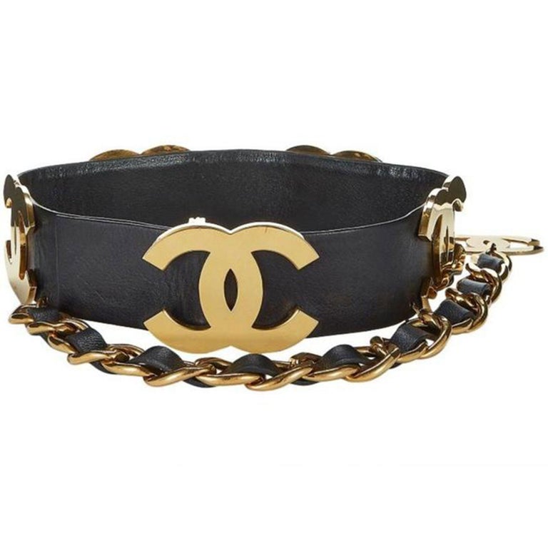 Chanel Gold Iconic Logo Cc Runway Vintage 1993 Very Rare Belt For Sale ...