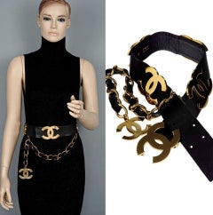 Chanel Gold Iconic Logo Cc Runway Vintage 1993 Very Rare Belt