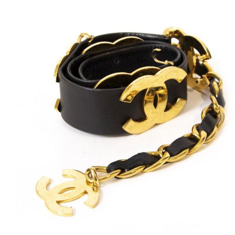 Chanel Gold Iconic Logo Cc Runway Vintage 1993 Very Rare Belt For Sale at  1stDibs