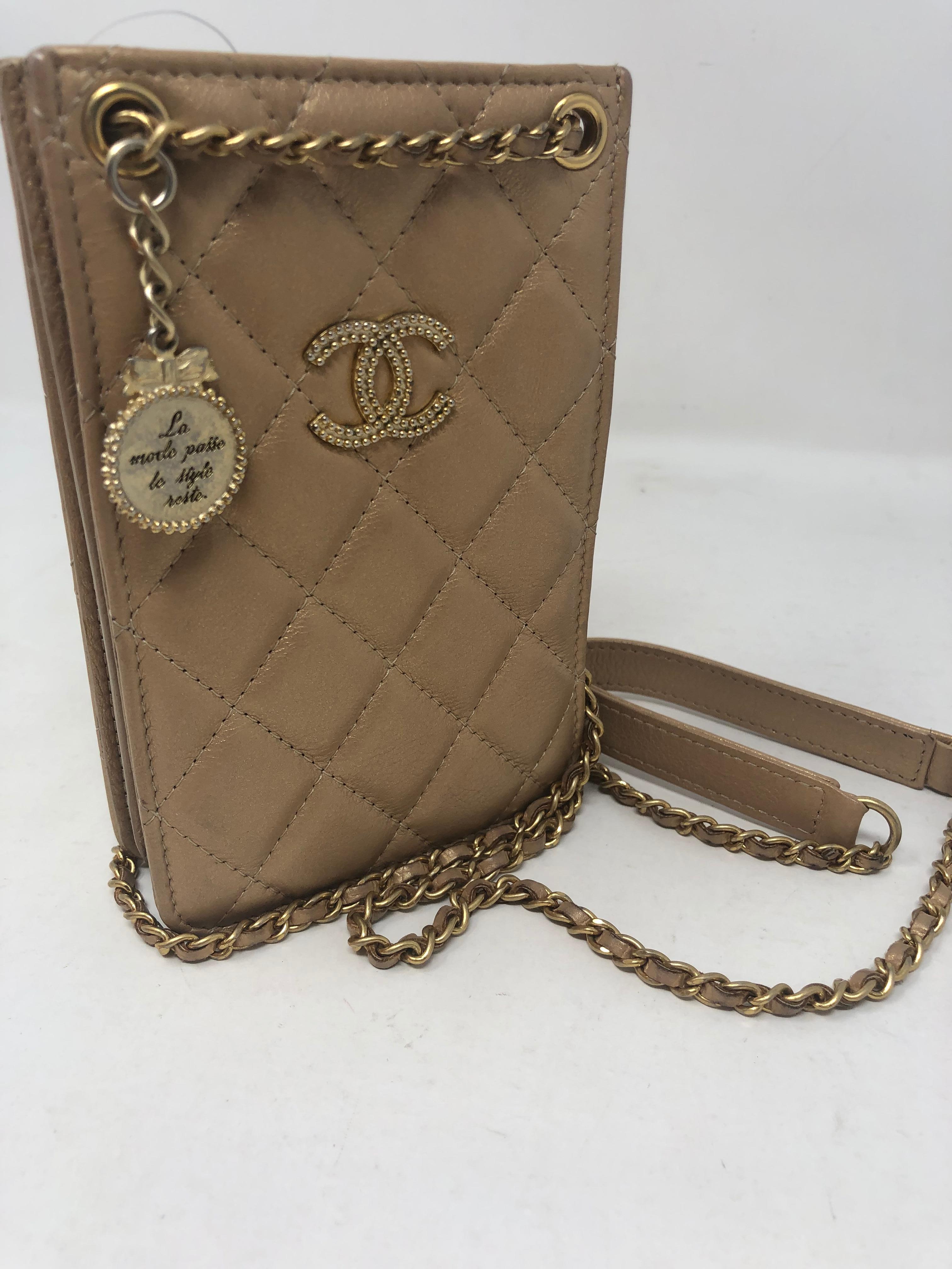 Brown Chanel Gold Iphone Holder Crossbody Bag