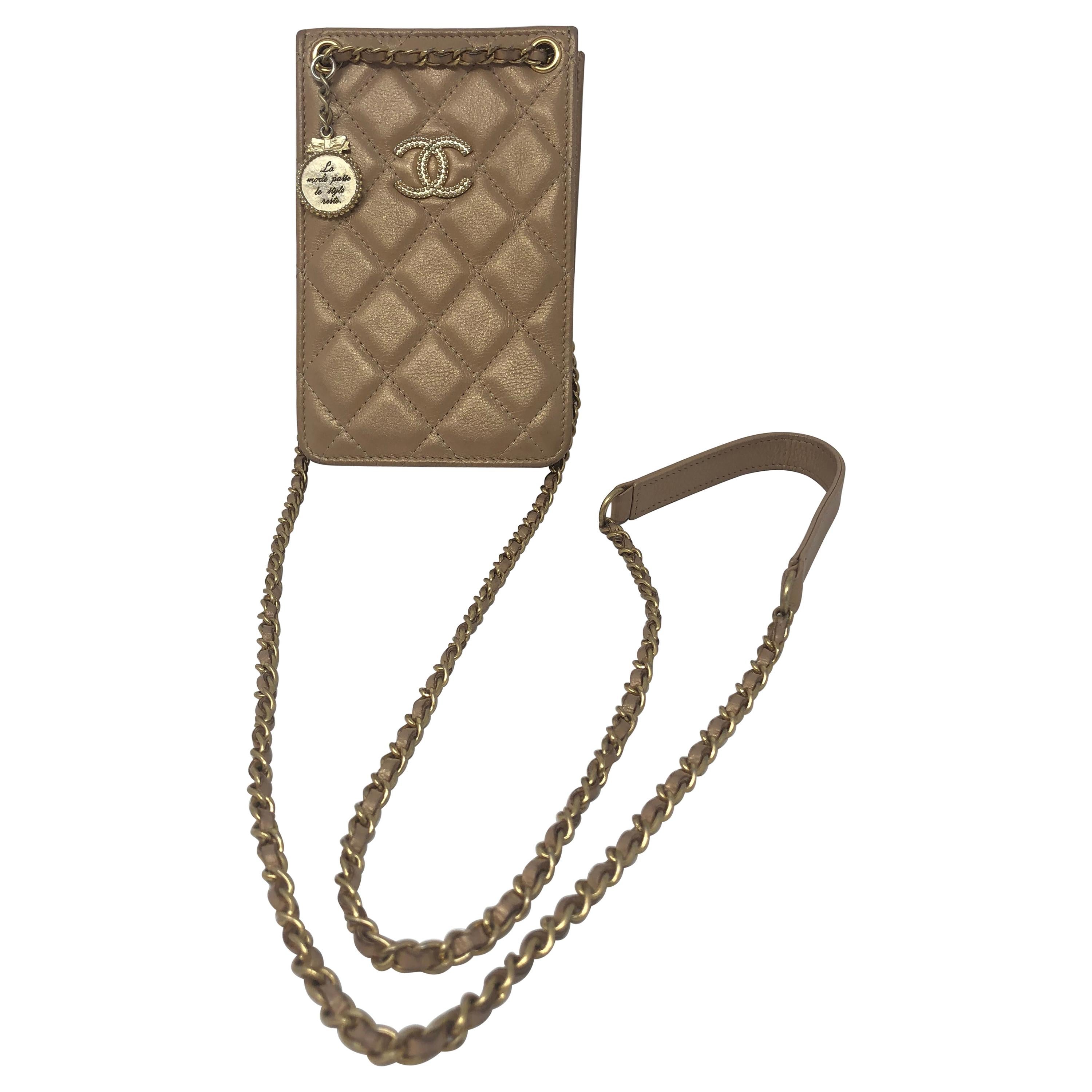 Chanel Gold Iphone Holder Crossbody Bag
