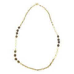 Chanel Gold Knot and  Nacre Faux Pearl Necklace