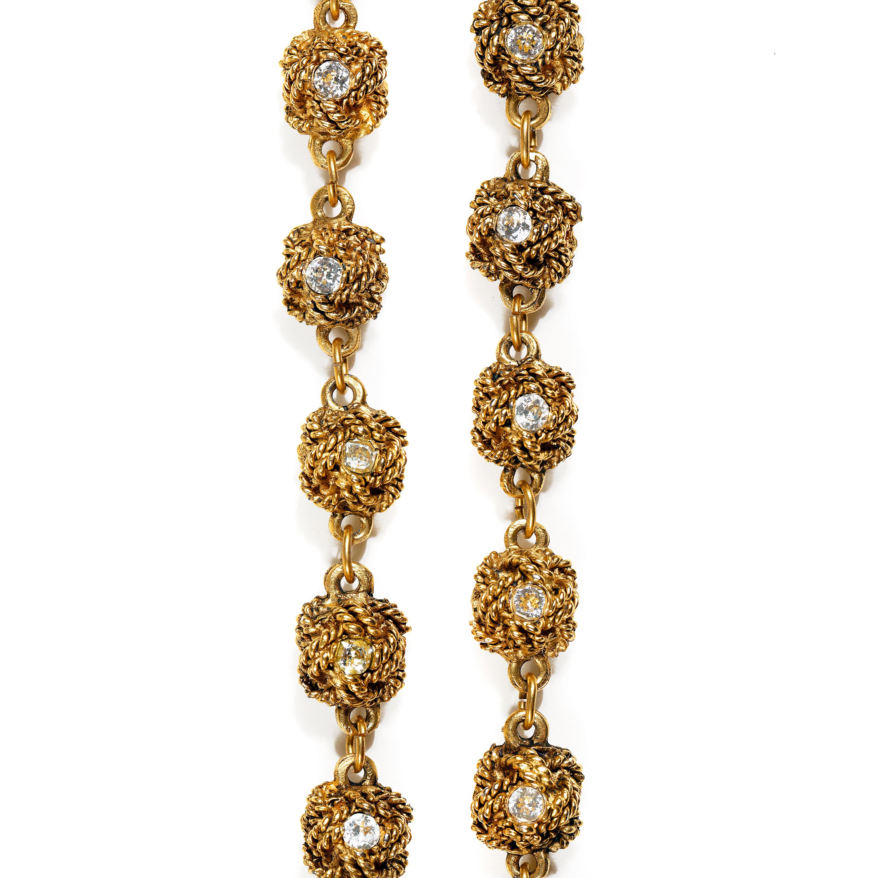 Chanel Gold Knot Crystal Vintage Necklace 1
