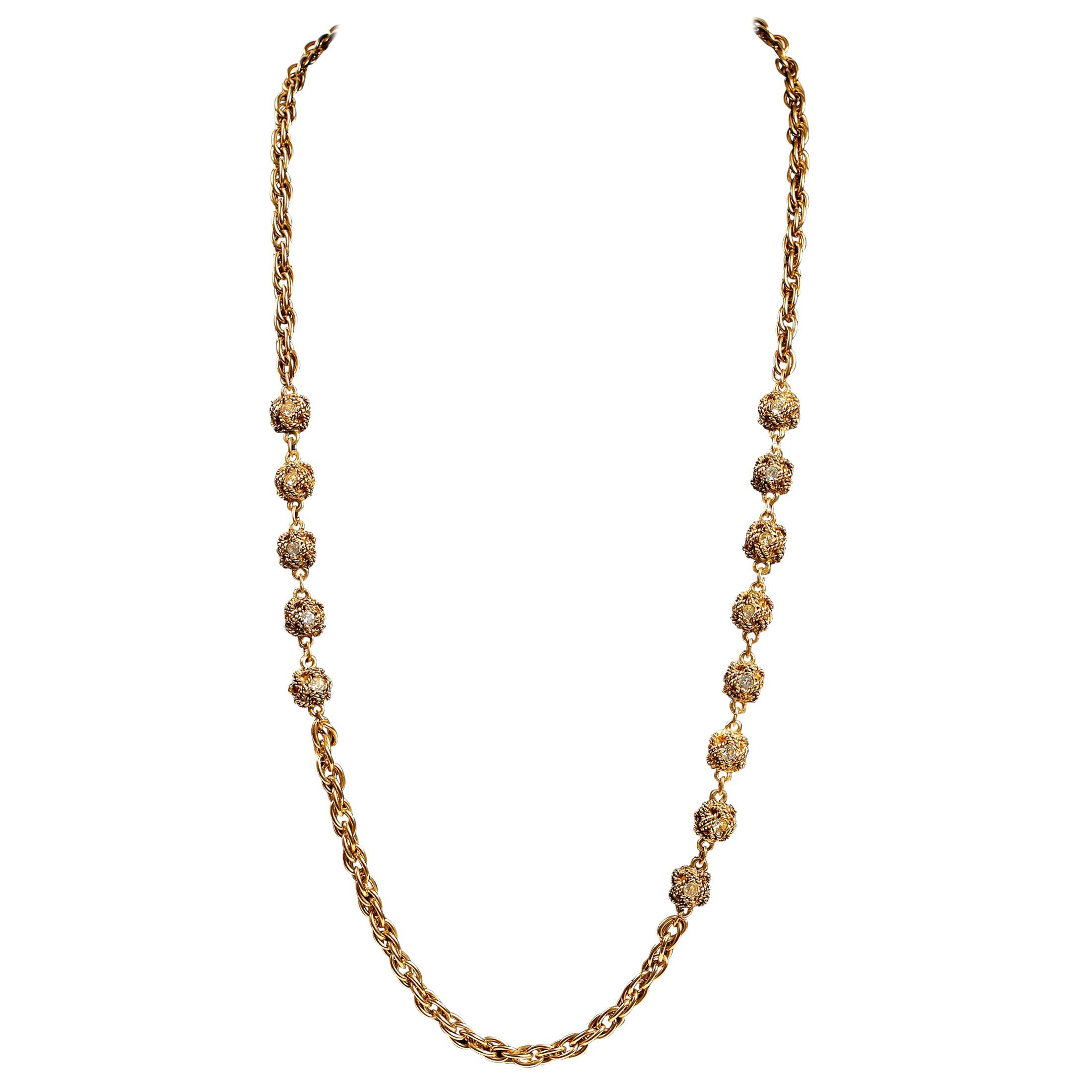Chanel Gold Knot Crystal Vintage Necklace
